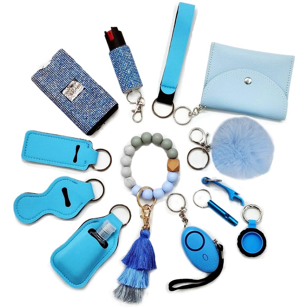 7979 Gift Keychain Set with Card Holder, Wristlet Strap, Whistle, Travel